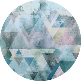 Fotobehang - Blueprism 125x125cm - Rond - Vliesbehang - Zelfklevend Multikleur