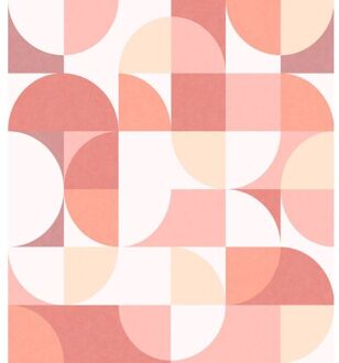 Fotobehang Cirkels In Bauhaus Stijl Roze Tinten - 250 X 279 Cm - 159365