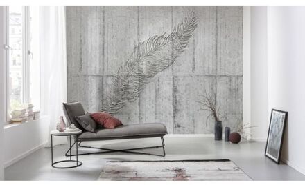 Fotobehang - Concrete Feather 350x250cm - Vliesbehang Multikleur