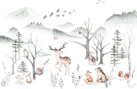 Fotobehang - Cozy Woods 400x280cm - Vliesbehang Multikleur