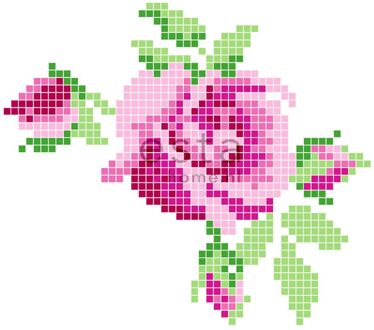 fotobehang crochet rose roze en groen Blauw