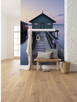 Fotobehang - Das grüne Bootshaus 200x280cm - Vliesbehang Multikleur