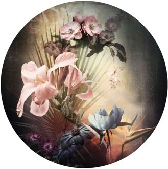 Fotobehang - Flemish Flowers 125x125cm - Rond - Vliesbehang - Zelfklevend Multikleur