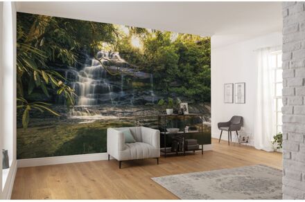 Fotobehang - Golden Falls 450x280cm - Vliesbehang Multikleur