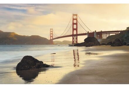 Fotobehang - Golden Gate 400x250cm - Vliesbehang Multikleur
