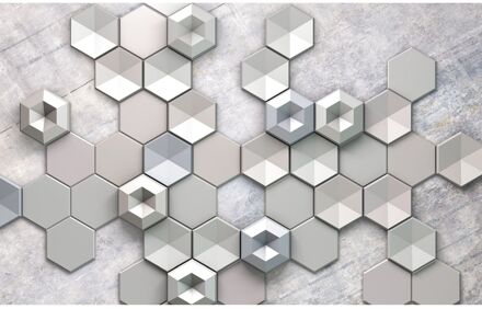 Fotobehang - Hexagon Concrete 400x250cm - Vliesbehang Multikleur