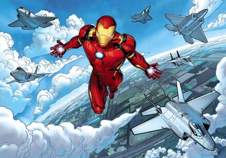 Fotobehang - Iron Man Flight 400x280cm - Vliesbehang Multikleur