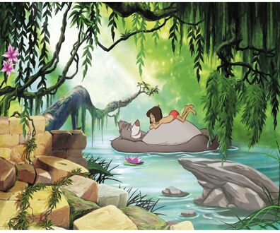 Fotobehang - Jungle Book Swimming with Baloo 368x254cm - Papierbehang Multikleur