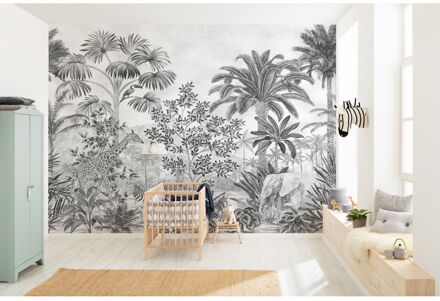 Fotobehang - Jungle Evolution 350x280cm - Vliesbehang Multikleur