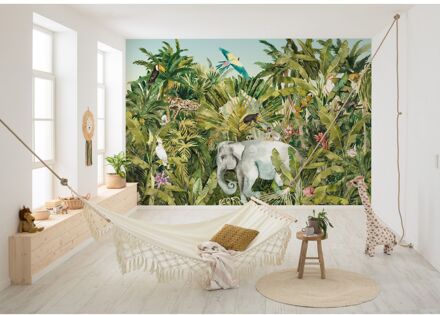 Fotobehang - Jungle Expedition 400x280cm - Vliesbehang Multikleur