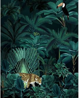 Fotobehang - Jungle Night 200x250cm - Vliesbehang Multikleur