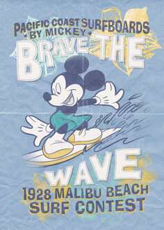 Fotobehang - Mickey Brave the Wave 200x280cm - Vliesbehang Multikleur