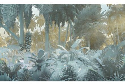 Fotobehang - Misty Jungle 400x250cm - Vliesbehang Multikleur