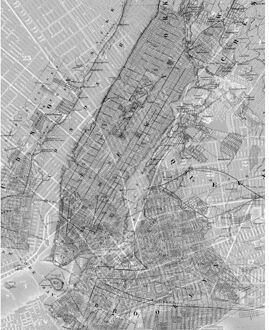 Fotobehang - NYC Map 200x250cm - Vliesbehang Multikleur