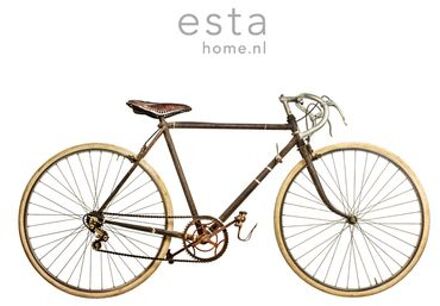 fotobehang oude fiets wit, bruin en beige Blauw