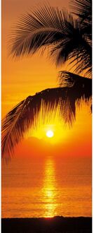 Fotobehang - Palmy Beach Sunrise 92x220cm - Papierbehang Multikleur