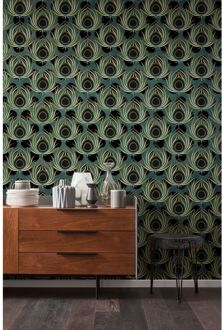 Fotobehang - Paon Vert 200x280cm - Vliesbehang Multikleur