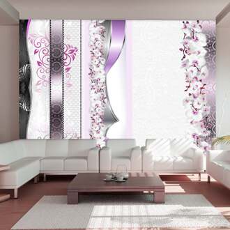 Fotobehang - Parade of Orchids in Violet - Vliesbehang Divers - 100x70 cm