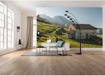 Fotobehang - Picos de Europe Alm 450x280cm - Vliesbehang Multikleur