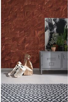 Fotobehang - Red Slate Tiles 400x280cm - Vliesbehang Multikleur