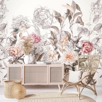 Fotobehang Smart Art Gallery 46923 - Wit - Roze - Grijs - Taupe - Oranje - 2,70 M X 53 Cm