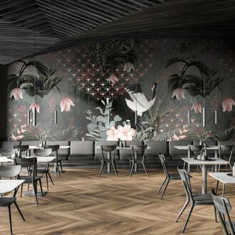 Fotobehang Smart Art Gallery 46932 - Groen - Vergrijsd Groen - Roze - Wit - Zwart - 2,70m X 53cm