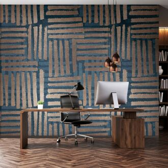 Fotobehang Smart Art Gallery 46950 - Donkerblauw - Taupe - Bruin - Oudgoud - 2,70 M X 53 Cm