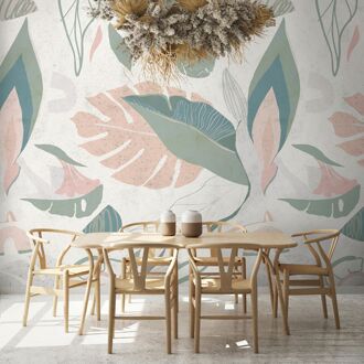 Fotobehang Smart Art Gallery 46965 - Lichtgrijs - Groen - Lichtgroen - Lichtroze - 2,70m X 212cm