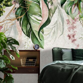 Fotobehang Smart Art Gallery 47318 - Groen - Lichtgroen-beige - Roze - 3,40m X 265cm