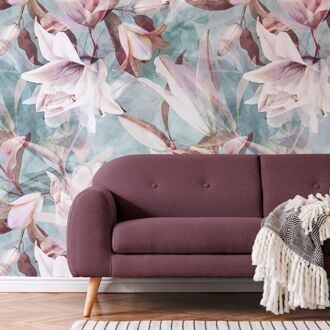 Fotobehang Smart Art Gallery 47320 - Lichtblauw - Lichtroze - Roze - Groen - 3,40 M X 265 Cm