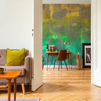 Fotobehang Smart Art Gallery 47346 - Felgroen - Geel - Grijs - 3,40m X 318cm