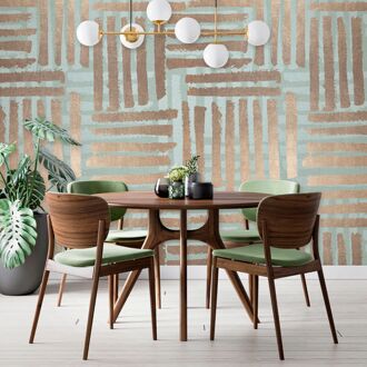 Fotobehang Smart Art Gallery 47352 - Mintgroen - Taupe - Oudgoud - 3,40 M X 212 Cm