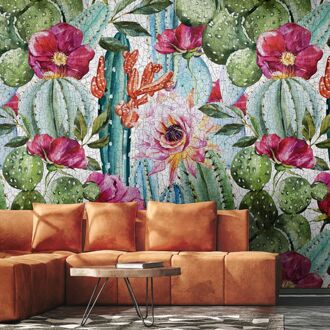 Fotobehang Smart Art Gallery 47353 - Groen - Roze - Blauw - Oranje - Geel - 3,40m X 265cm