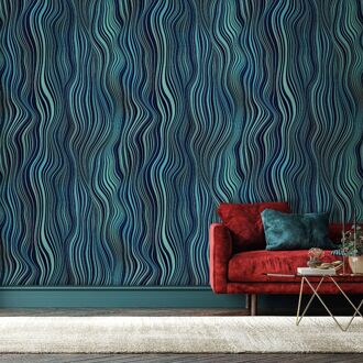 Fotobehang Smart Art Gallery - Blauw - Donkerblauw - Groen - Turquoise - Petrol - 2,70m X 212cm