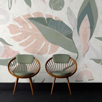 Fotobehang Smart Art Gallery - Lichtgrijs - Groen - Lichtgroen - Lichtroze - 3,40m X 265cm