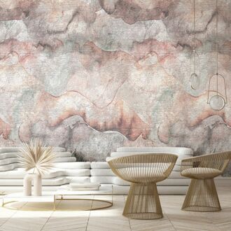 Fotobehang Smart Art Gallery - Roze - Grijs - Vergrijsd Roze-beige - Grijs-blauw - 2,70m X 212cm