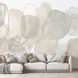 Fotobehang Smart Art Gallery - Vergrijsd Groen - Beige - Grijs-beige - Mint - 2,70m X 212cm