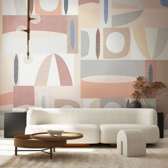 Fotobehang Smart Art Gallery - Vergrijsd Roze - Zalm - Vergrijsd Oranje - Taupe - 2,70m X 212cm