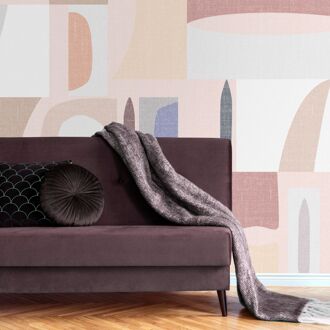 Fotobehang Smart Art Gallery - Vergrijsd Roze - Zalm - Vergrijsd Oranje - Taupe - 3,40m X 265cm