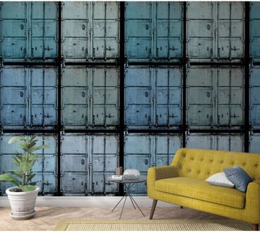 Fotobehang Smart Art Zeecontainers - Blauw - Groen - 2,70m X 159cm
