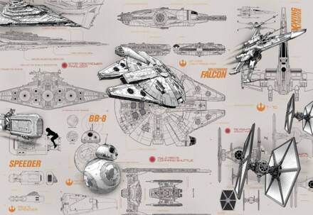 Fotobehang - Star Wars Blueprints 368x254cm - Papierbehang Multikleur