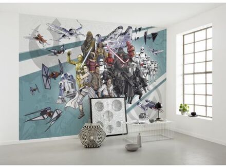 Fotobehang - Star Wars Cartoon Collage Wide 400x280cm - Vliesbehang Multikleur