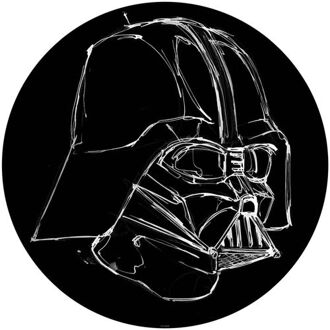 Fotobehang - Star Wars Ink Vader 125x125cm - Rond - Vliesbehang - Zelfklevend Multikleur