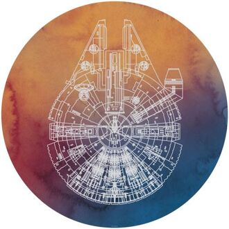 Fotobehang - Star Wars Millennium Falcon 125x125cm - Rond - Vliesbehang - Zelfklevend Multikleur