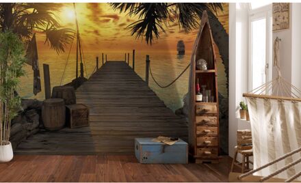 Fotobehang - Treasure Island 368x254cm - Papierbehang Multikleur