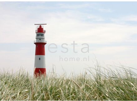 fotobehang vuurtoren rood, wit en groen Blauw