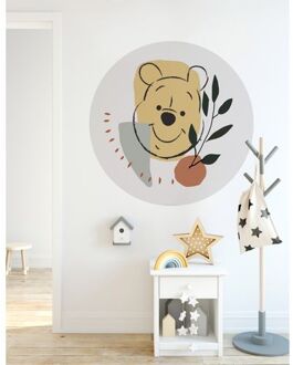 Fotobehang - Winnie the Pooh Smile 125x125cm - Rond - Vliesbehang - Zelfklevend Multikleur