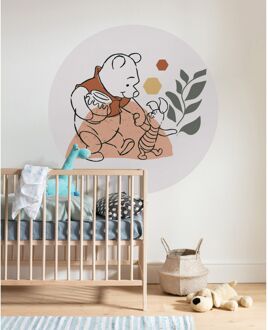 Fotobehang - Winnie the Pooh Soulmate 125x125cm - Rond - Vliesbehang - Zelfklevend Multikleur