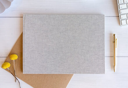 Fotoboek L liggend linnen kaft platliggende binding