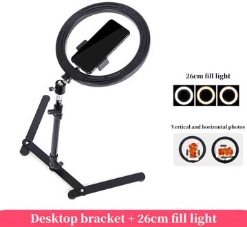Fotografie Verlichting Vullen Ring Licht Lamp Telefoon Ringlicht Statief Stand Foto Led Selfie Met Bluetooth 26cm reeks-1